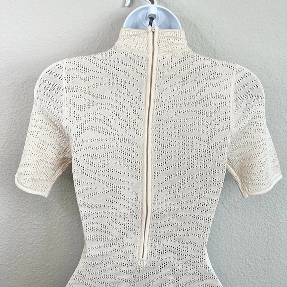 RONNY Kobo Cream Bodycon Knit Mini Dress Mock Neck Women's XS Party Cocktail - Picture 6 of 10